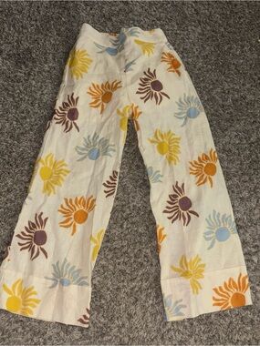 Zara Kids White Sun Print Lightweight Pants